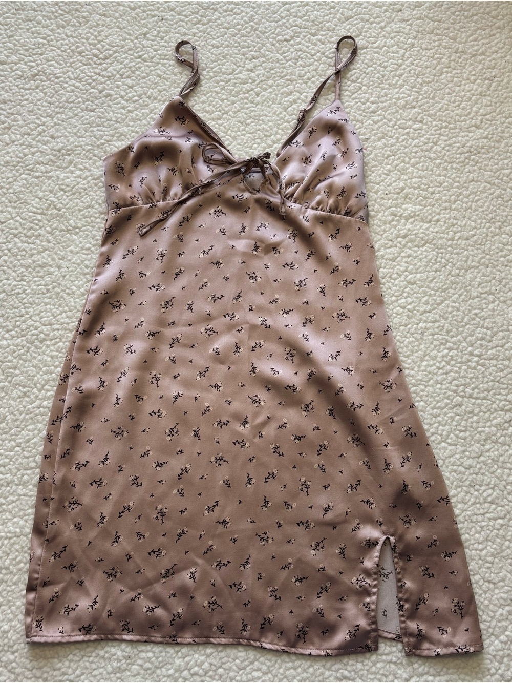Garage Satin Floral Tie Front Mini Slip Dress S coquette Romantic grunge 90’s